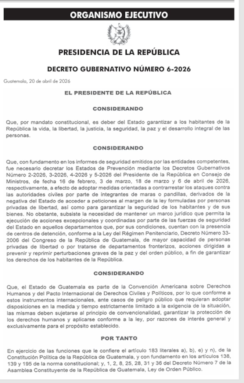 Decreto Gubernativo 6-2026