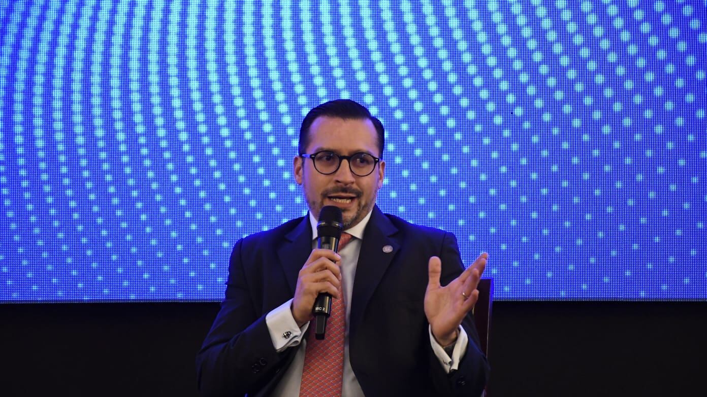 Werner Ovalle, titular de la SAT, durante el evento: Avances de la SAT en la digitalización y facilitación comercial.