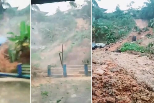 VIDEO. El trágico momento en que una madre y su hijo pierden la vida por un deslizamiento de tierra en Indonesia