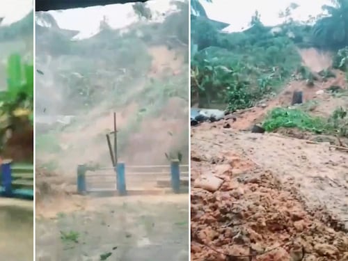 VIDEO. El trágico momento en que una madre y su hijo pierden la vida por un deslizamiento de tierra en Indonesia