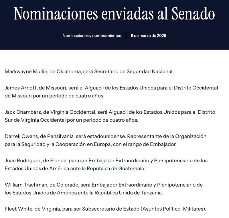 Nombramiento del embajador de Estados Unidos ante Guatemala. Foto: Sitio Web/La Casa Blanca