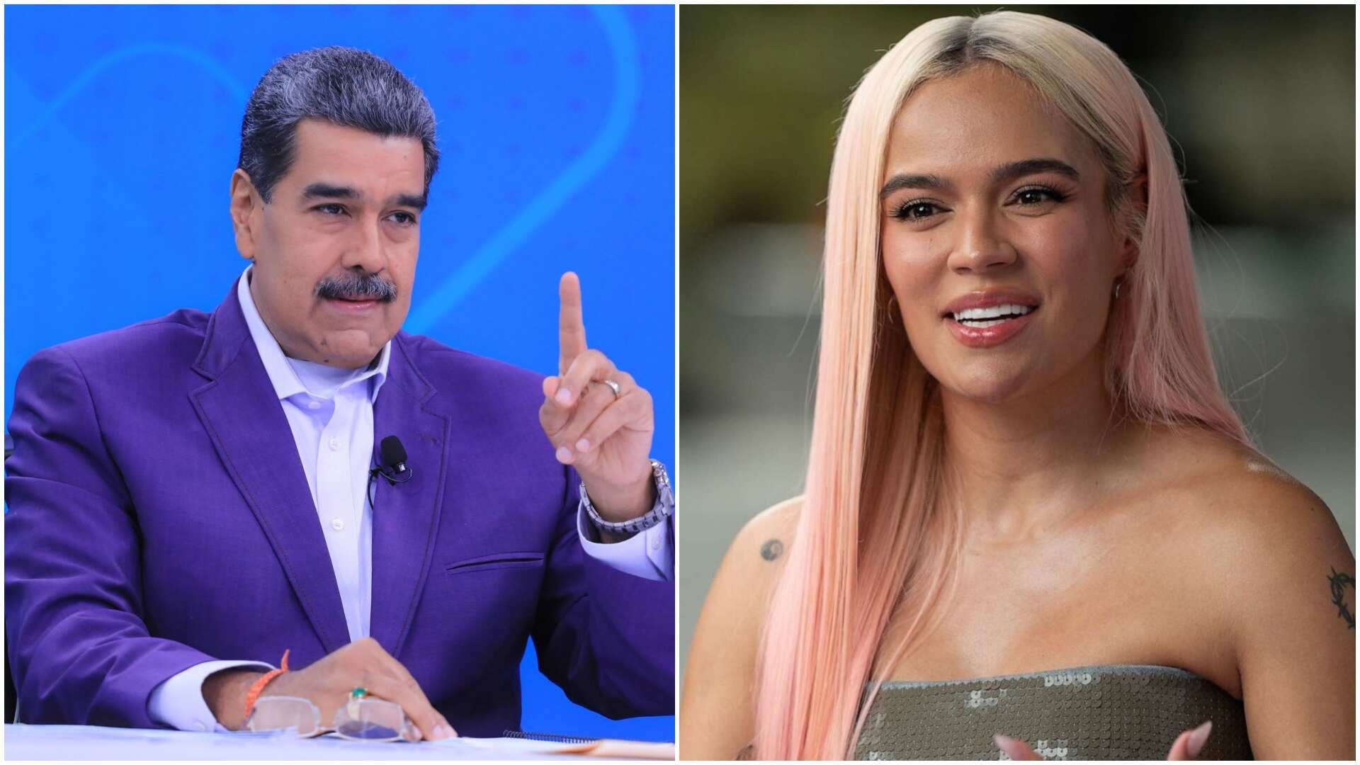 Karol G habría escrito una canción para la campaña de Nicolás Maduro, según el mandatario venezolano (Redes sociales y Presidencia de Venezuela)