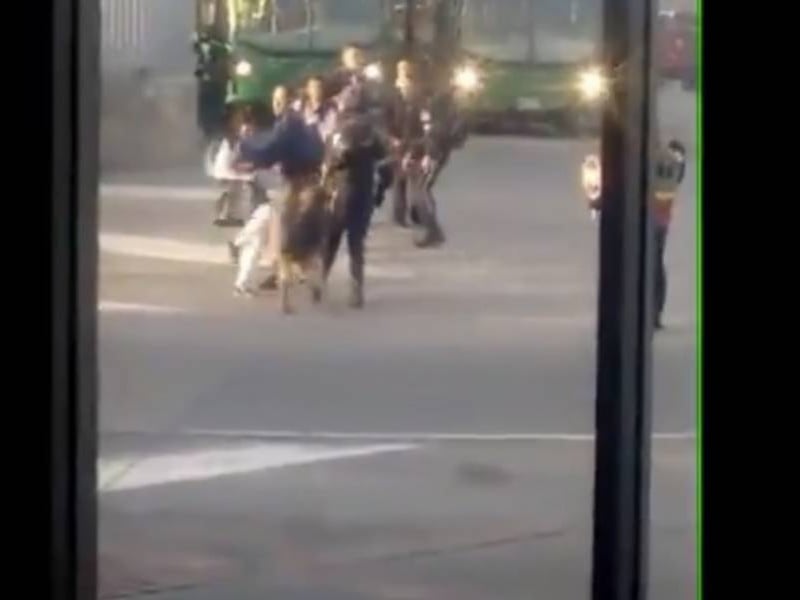 VIDEO. Estudiante patea a perro guardián tras colarse en servicio de transporte similar al Transmetro