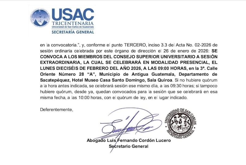 Convocatoria de la Usac.