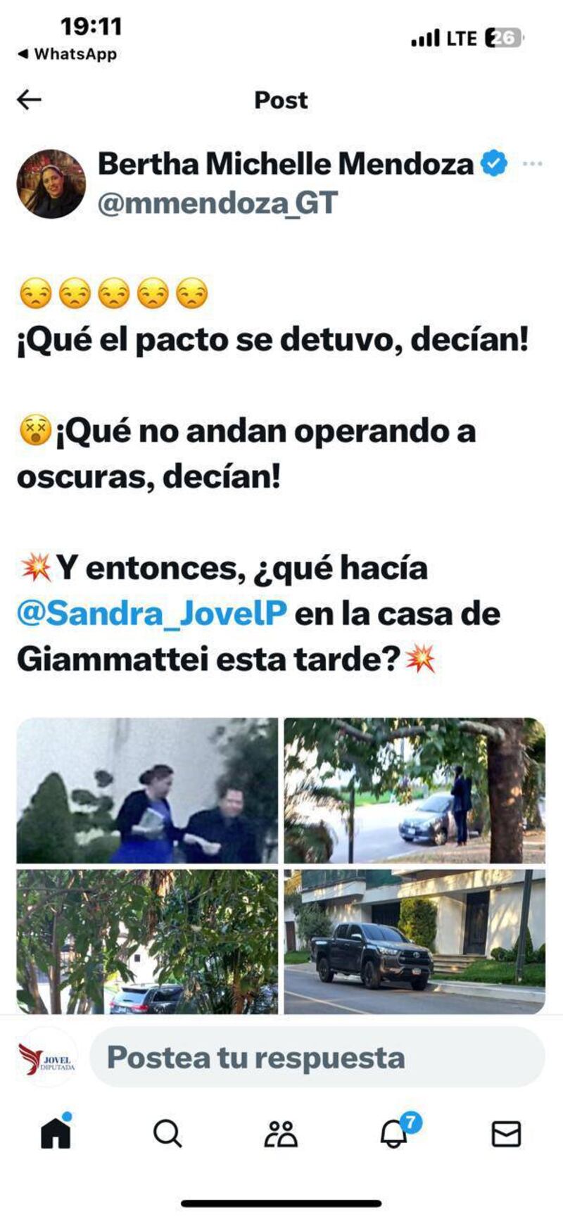 La diputada del partido Valor, afirmó que desde hace semanas percibió que la estaban siguiendo, pero con la publicación de Mendoza, lo confirmó.
