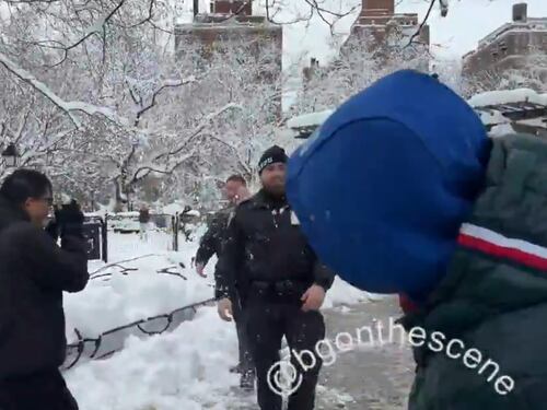 Video. Dos policías hospitalizados tras batalla de bolas de nieve