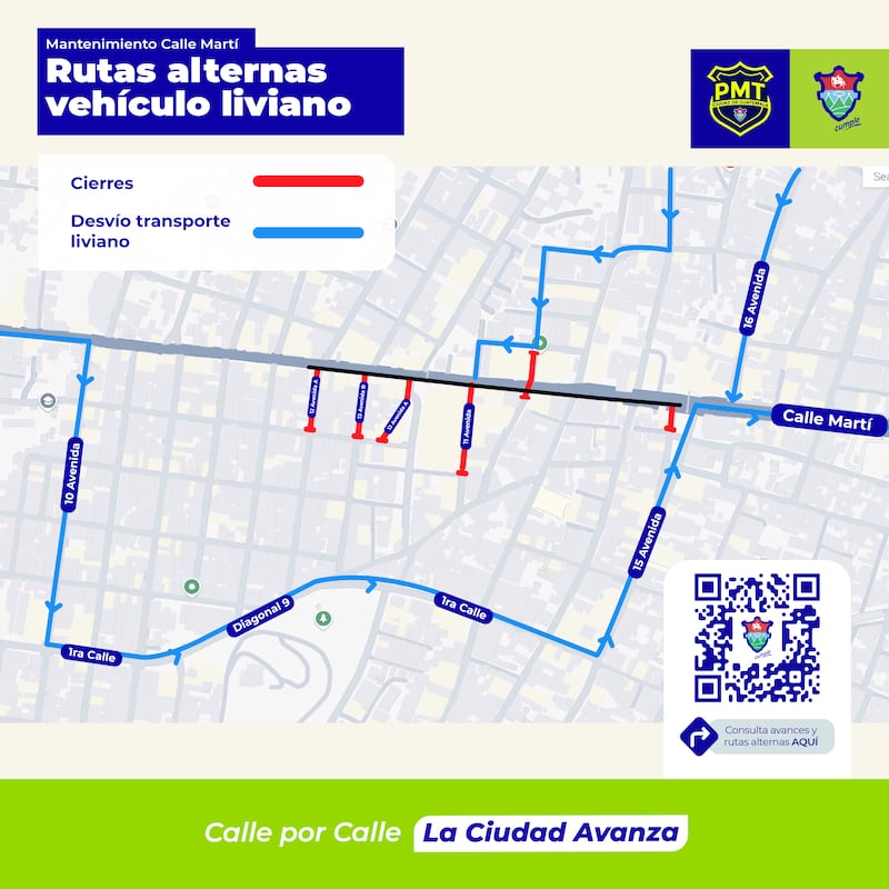 Vías alternas para vehículos livianos.
