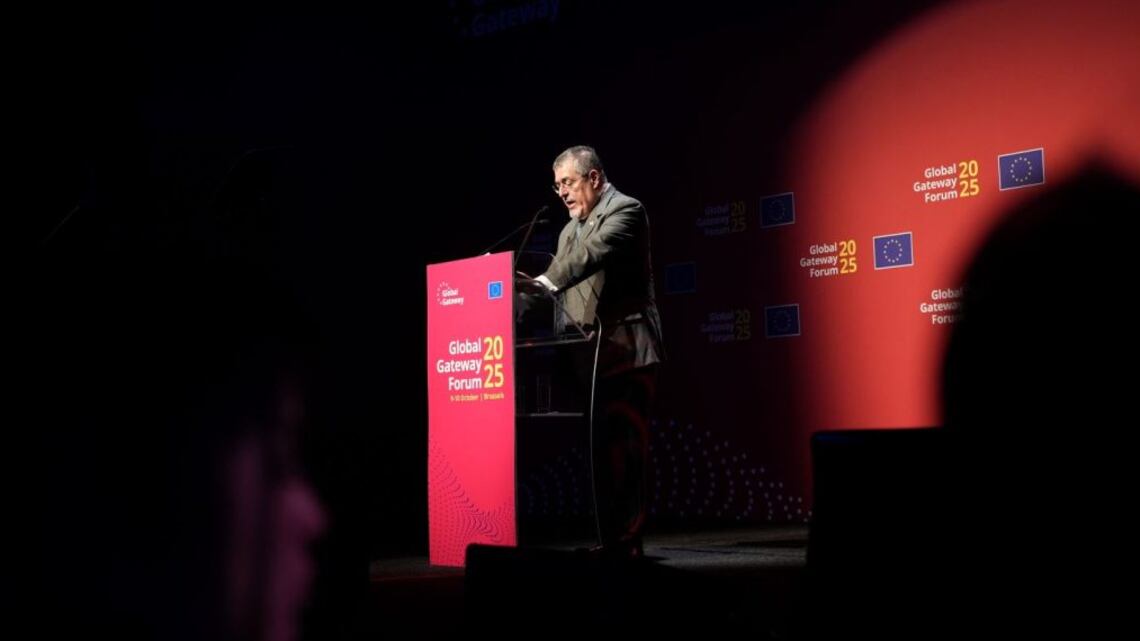 El presidente Bernardo Arévalo en Global Gateway Forum, en Bruselas, Bélgica.