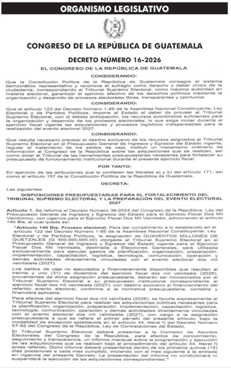 Decreto 16-2026