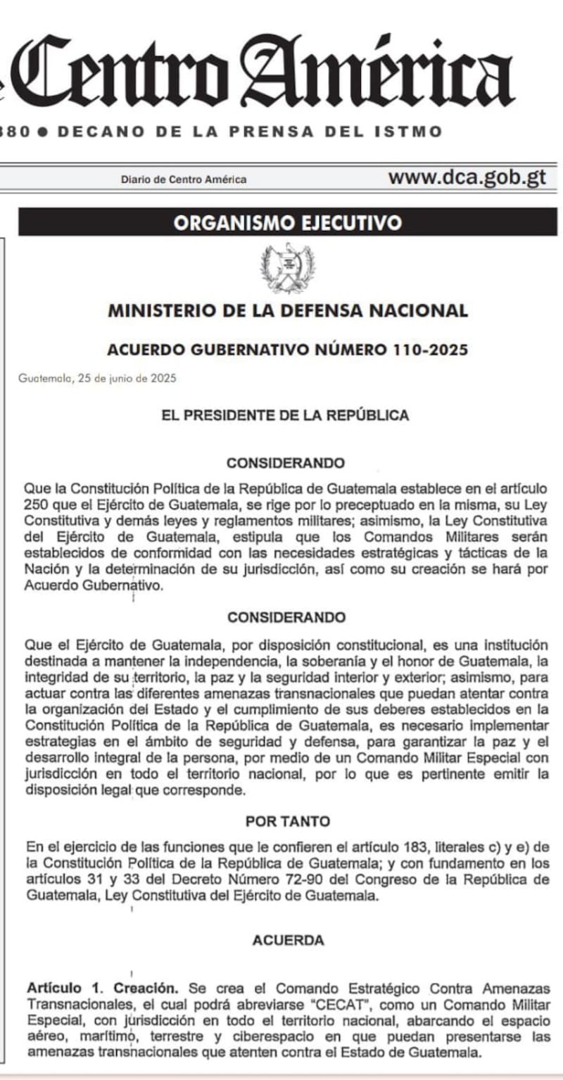 Creación del Comando Estratégico contra Amenazas Transnacionales.