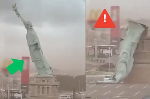 VIDEO. Réplica de la Estatua de la Libertad colapsa por fuertes vientos en Brasil