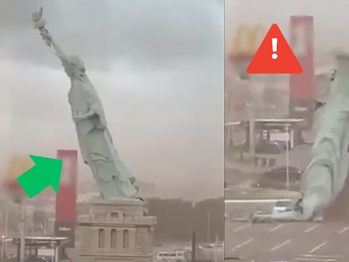 VIDEO. Réplica de la Estatua de la Libertad colapsa por fuertes vientos en Brasil