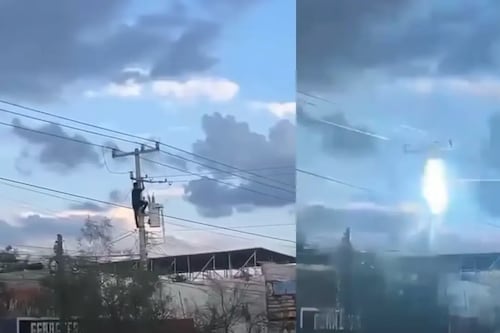 VIDEO. Intentó escapar de la policía, trepa un poste de luz y termina electrocutado en Nuevo León, México