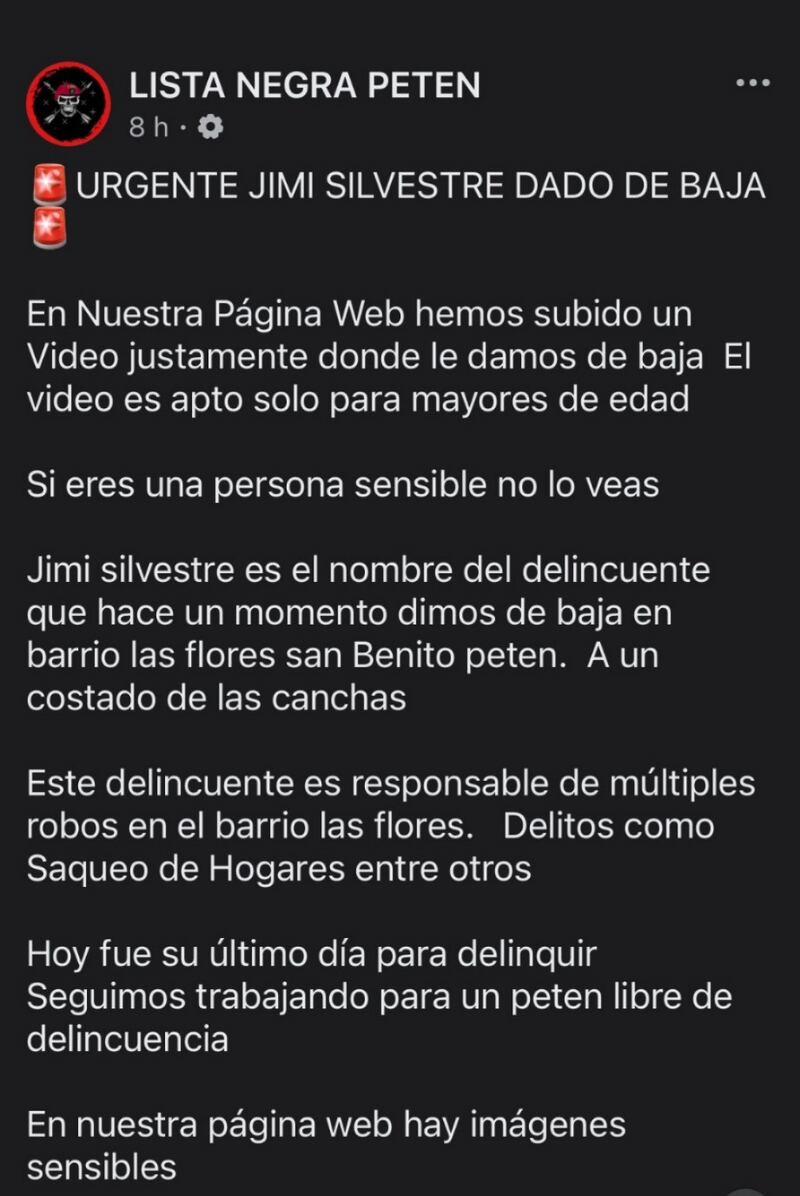 Se atribuyen asesinatos de personas con presuntos antecedentes delictivos en distintos municipios del departamento. (Foto: Captura de pantalla)