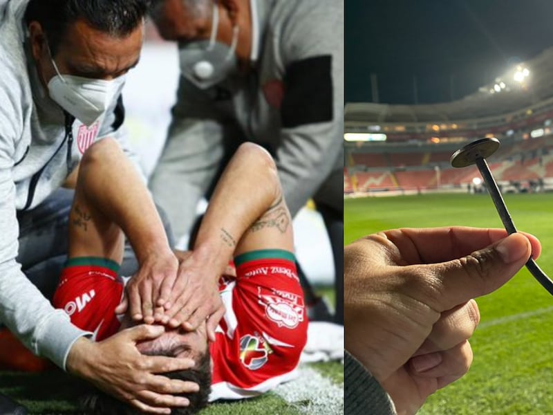 VIDEO. Futbolista del Necaxa sufre una aparatosa lesión en su rodilla por un clavo en la cancha