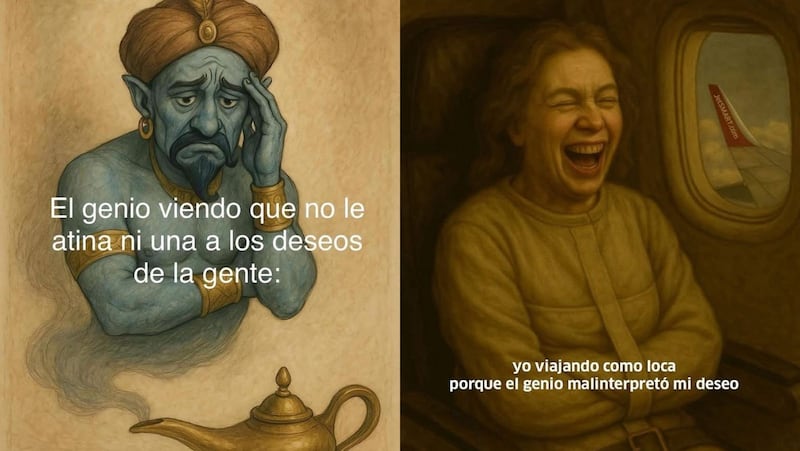 “Cuando el genio de la lámpara entiende TODO MAL.
¿Ya hiciste tu versión de este meme?