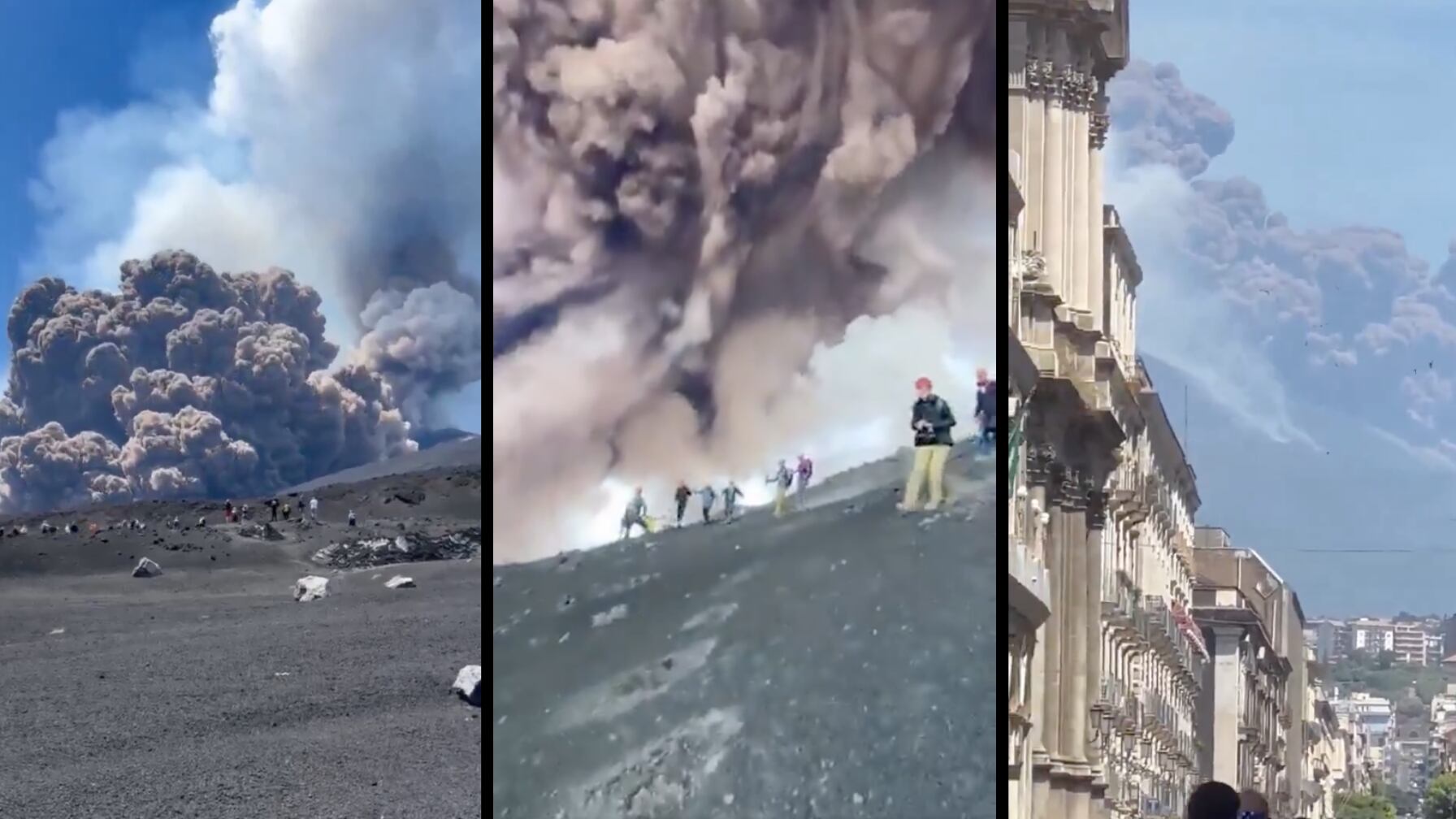 El Etna entró en erupción este 2 de junio y generó escenas de pánico entre turistas que grabaron todo en video.