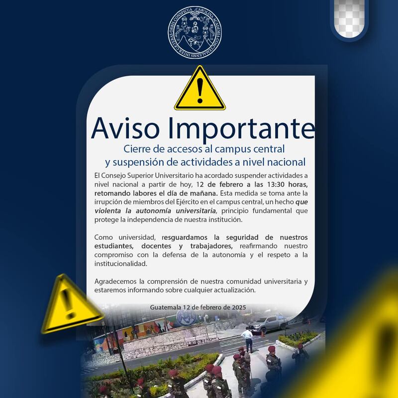 Mensaje de la Usac, que dirige Walter Mazariegos.