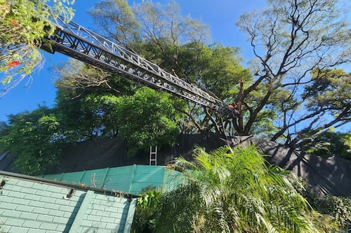 VIDEO. Así bajaron el cuerpo del hombre que murió en accidente laboral en área comercial de Villa Nueva