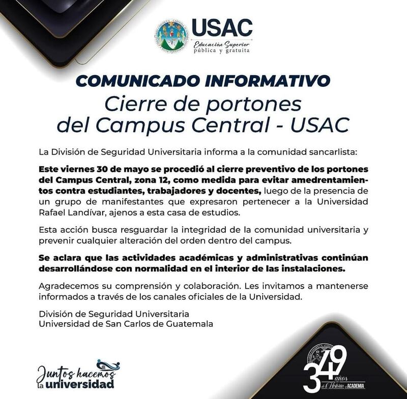 Protestas en la USAC por expulsión de estudiantes