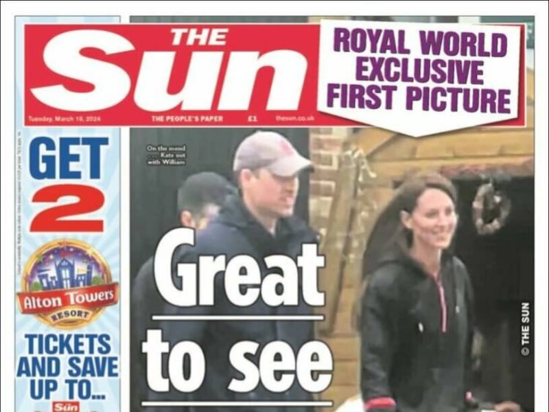 Kate Middleton en primera plana de un periódico del Reino Unido,  ¿en realidad es ella?