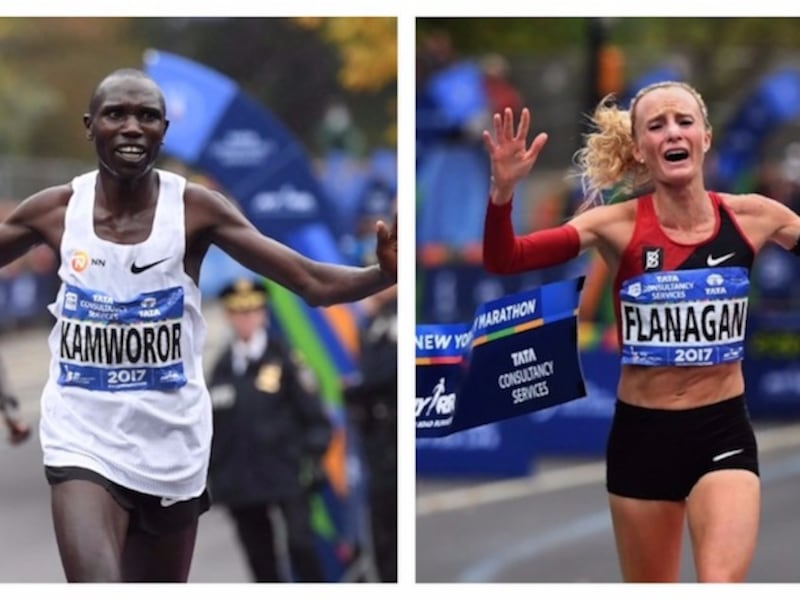 FOTOS. Bajo fuertes medidas de seguridad, Kamworor y Flanagan ganan la maratón de Nueva York
