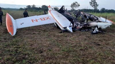 Avioneta quemada localizada en Petén contenía 339 kilos de cocaína