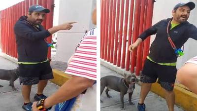 VIDEO. Hombre cachetea a mujer por pedirle que ponga cadena a su pitbull